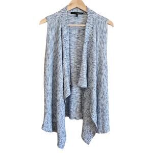 White House Black Market Women’s Vest Waterfall Drape Blue Heather Knit Medium